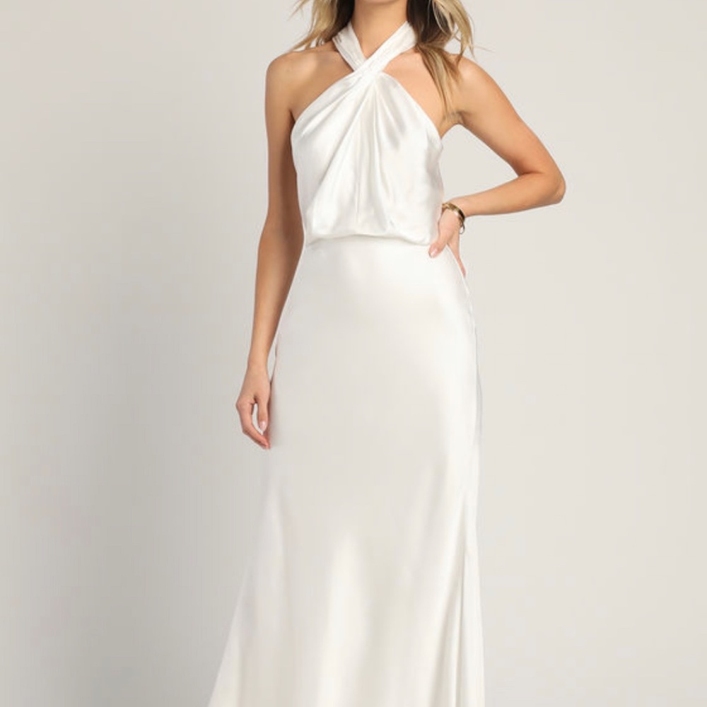 Wedding / Wedding Events — Ivory Halter Twist Dress — Lulu’s — NWOT